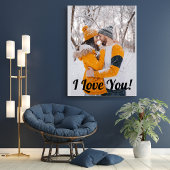 Liefde Modern Schrift Koppel Foto Elegant Canvas Afdruk