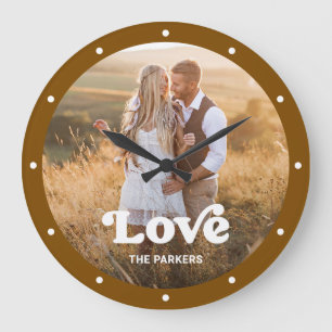 Liefde   Modern Schrift met Foto Rustig Bruin Grote Klok