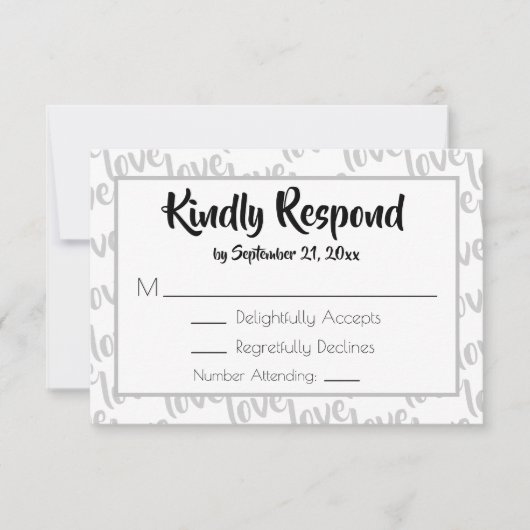 Liefde Modern Schrift Typografie RSVP Kaartje (Voorkant)
