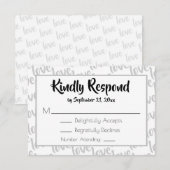 Liefde Modern Schrift Typografie RSVP Kaartje (Voorkant / Achterkant)