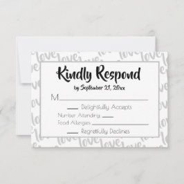 Liefde Modern Schrift Typografie RSVP Kaartje