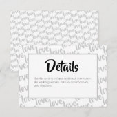 Liefde Modern Script Typografie Huwelijk Informatiekaartje (Voorkant / Achterkant)