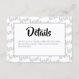 Liefde Modern Script Typografie Huwelijk Informatiekaartje