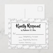 Liefde Modern Script Typografie RSVP Uitnodiging Briefkaart (Voorkant / Achterkant)