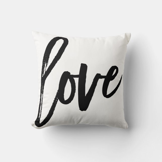 Liefde Modern Trendy Script Typografie Type Zwart Kussen (Voorkant)