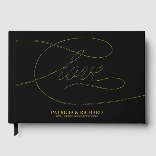 Liefde Moderne Elegante Kalligrafie Trouwen Gastenboek (Voorkant)