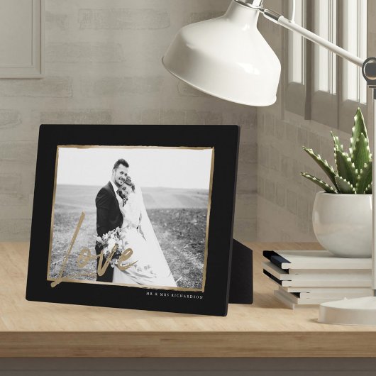 Liefde | Moderne en elegante zwarte en gouden Lijs Fotoplaat