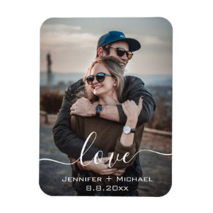 liefde, moderne kalligrafie, pasgetrouwden foto magneet