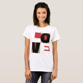 Liefde moderne Letter Art Design Red Black Gold T-shirt (Voorkant volledig)