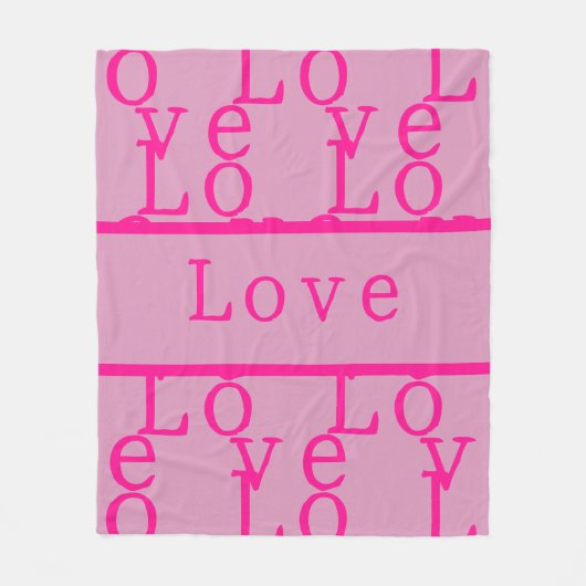 Liefde Moderne Roze Heet Roze Typografie Fleece Deken (Voorkant)