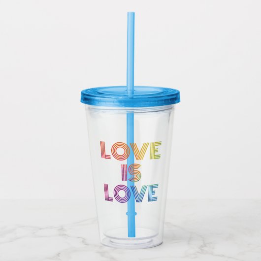 Liefde | Moderne strepen Acryl Drinkbeker (Voorkant)
