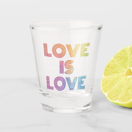 Liefde | Moderne strepen Shot Glas (Voorkant)