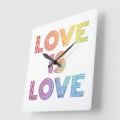 Liefde | Moderne strepen Vierkante Klok (Hoek)