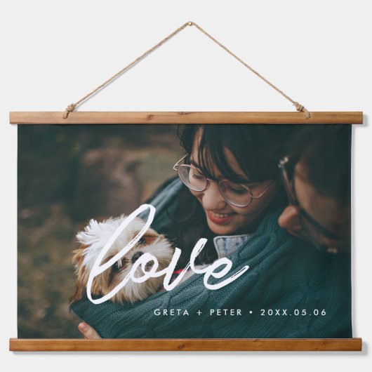 Liefde moderne typografie bekleedfoto hangend wandkleed (Voorkant)