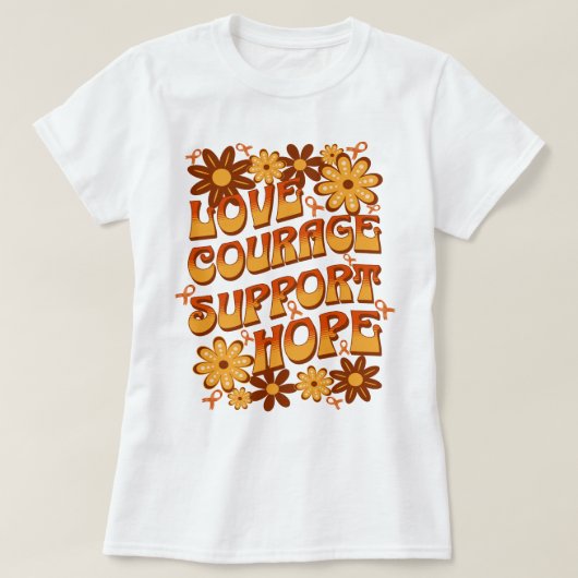 Liefde Moed Steun Hoop Leukemie Ondersteuning T-shirt (Design voorkant)
