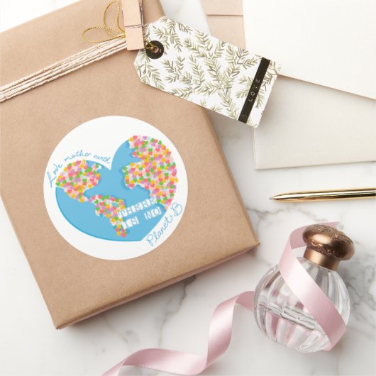 Liefde moeder aarde Er is geen planeet B Ronde Sticker (Geschenken)