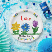 Liefde Moeder Aarde Tuin Bloemen Wit Papieren Bordje (Feest)