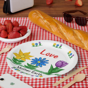 Liefde Moeder Aarde Tuin Bloemen Wit Papieren Bordje