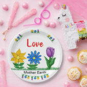 Liefde Moeder Aarde Tuin Bloemen Wit Papieren Bordje (Feest)