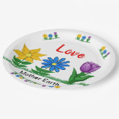 Liefde Moeder Aarde Tuin Bloemen Wit Papieren Bordje (Gekanteld)