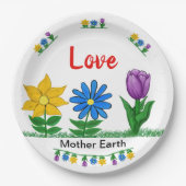 Liefde Moeder Aarde Tuin Bloemen Wit Papieren Bordje (Voorkant)