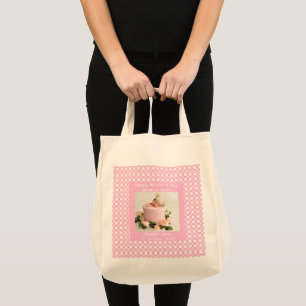 Liefde Moeder Eenvoudig Elegant meisjeswit & roze Tote Bag