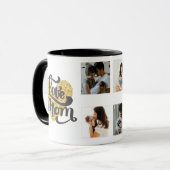 Liefde Moeder gouden hart met 5 Aangepaste Foto's Mok (Voorkant links)