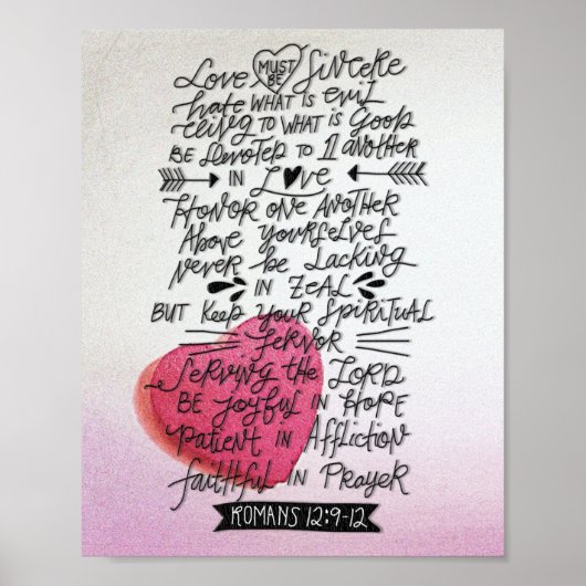 Liefde moet Sincere Valentijnse Bijbelse Verse zij Poster (Voorkant)