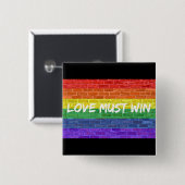 Liefde moet winnen vierkante button 5,1 cm (Voorkant /achterkant)