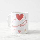 Liefde Mok - Romantische harten en het woord "lief (Voorkant links)