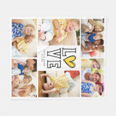 LIEFDE Monogram Multi Foto Collage Fleece Deken (Voorkant (Horizontaal))