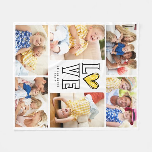 LIEFDE Monogram Multi Foto Collage Fleece Deken (Voorkant (Horizontaal))