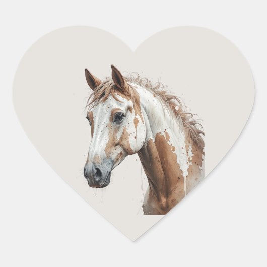 Liefde Mooie Paint Paard Dier Kunst Hart Sticker (Voorkant)