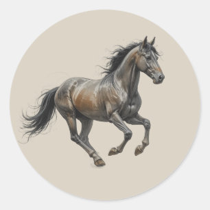 Liefde Mooie Volbloed Paard Dier Kunst Ronde Sticker