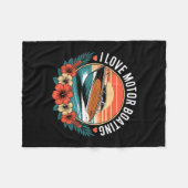 Liefde motorboot vintage zonsondergang speedboot fleece deken (Voorkant (Horizontaal))