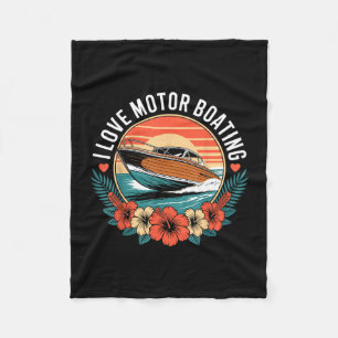 Liefde motorboot vintage zonsondergang speedboot fleece deken