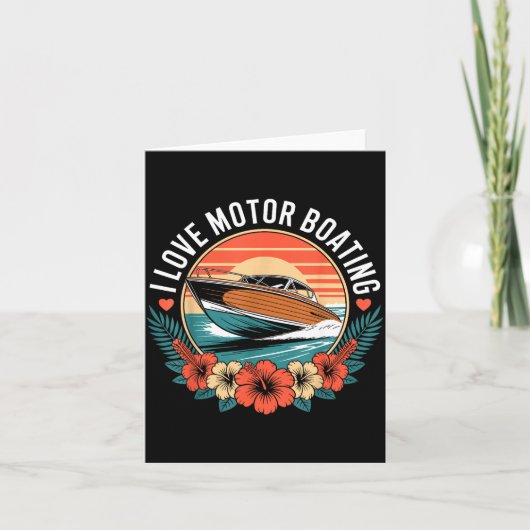 Liefde motorboot vintage zonsondergang speedboot kaart (Voorkant)