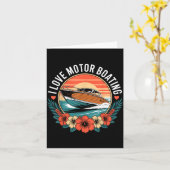 Liefde motorboot vintage zonsondergang speedboot kaart (Gele Bloem)