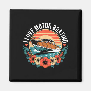 Liefde motorboot vintage zonsondergang speedboot magneet