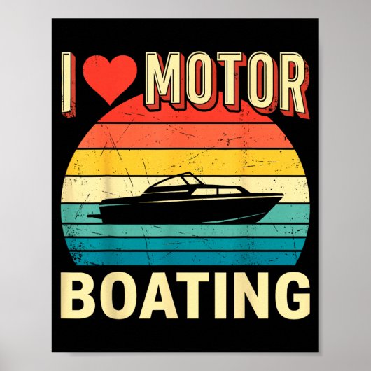 Liefde motorbootboot kapitein ponton meer poster (Voorkant)