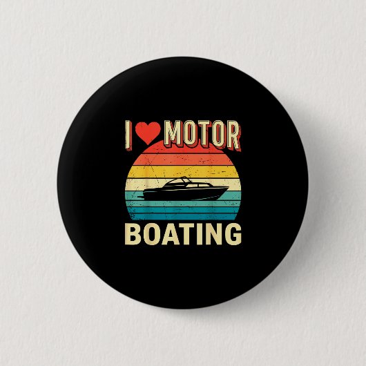 Liefde motorbootboot kapitein ponton meer ronde button 5,7 cm (Voorkant)