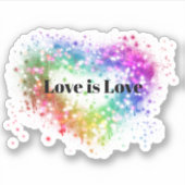 Liefde | mousserende kleurige regenbooghartslag sticker (Voorkant)