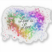 Liefde mousserende kleurrijke regenbooghart sticker (Voorkant)