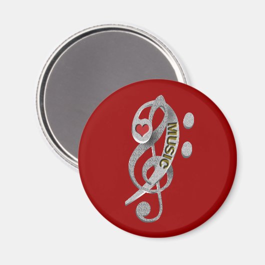 Liefde Muziek Clef Sculpture Magneet (Voorkant / Achterkant)