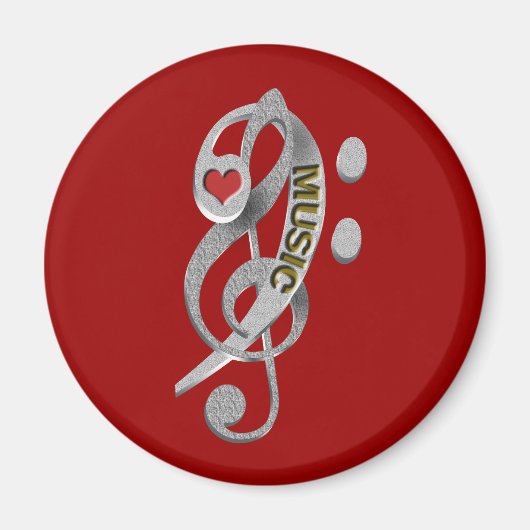 Liefde Muziek Clef Sculpture Magneet (Voorkant)
