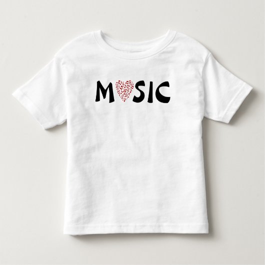 Liefde Muziek - Hart Muzieknoten Kinder Shirts (Voorkant)