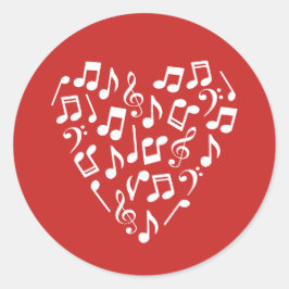 Liefde Muziek Hart van Muziek Noten Ronde Sticker