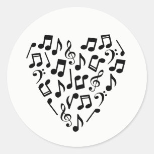 Liefde Muziek Hart van Muziek Noten Ronde Sticker
