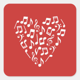 Liefde Muziek Hart van Muziek Noten Vierkante Sticker