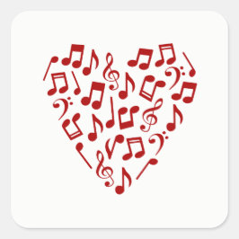 Liefde Muziek Hart van Muziek Noten Vierkante Sticker